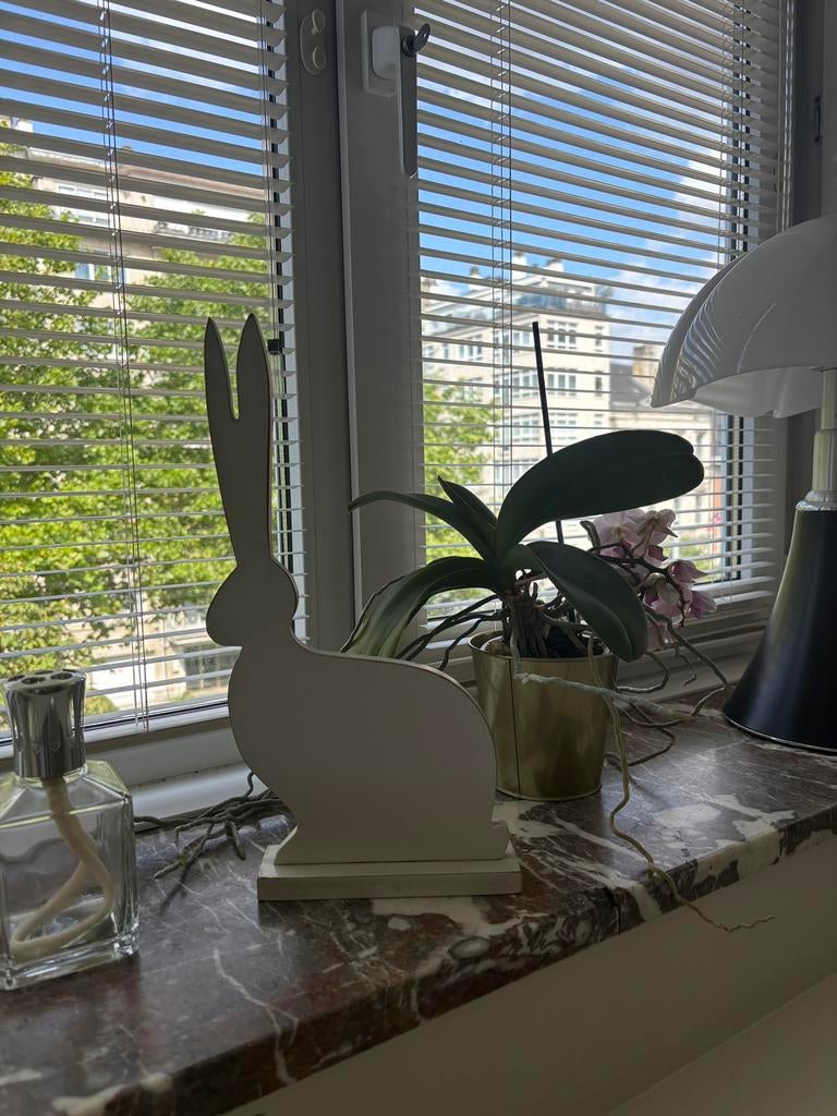Lapin blanc en bois décoratif 37 cm, Enlèvement ou Envoi, Utilisé