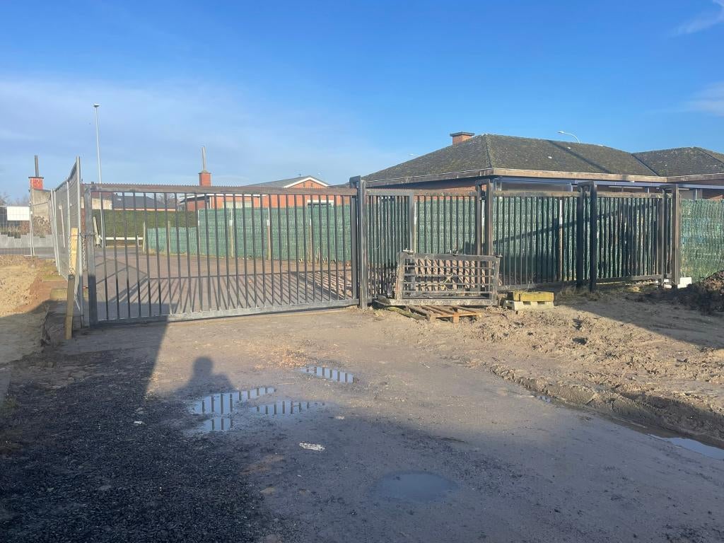 handbediende metalen schuifhekken op rail, Tuin en Terras, Ophalen, Gebruikt, Schuifpoort, 150 tot 200 cm