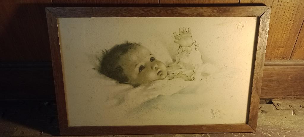 Gravure baby Bessie Pease Gutmann, Doornik lijst, 41x26,n270, Antiek en Kunst, Ophalen of Verzenden, Portret, Gravure