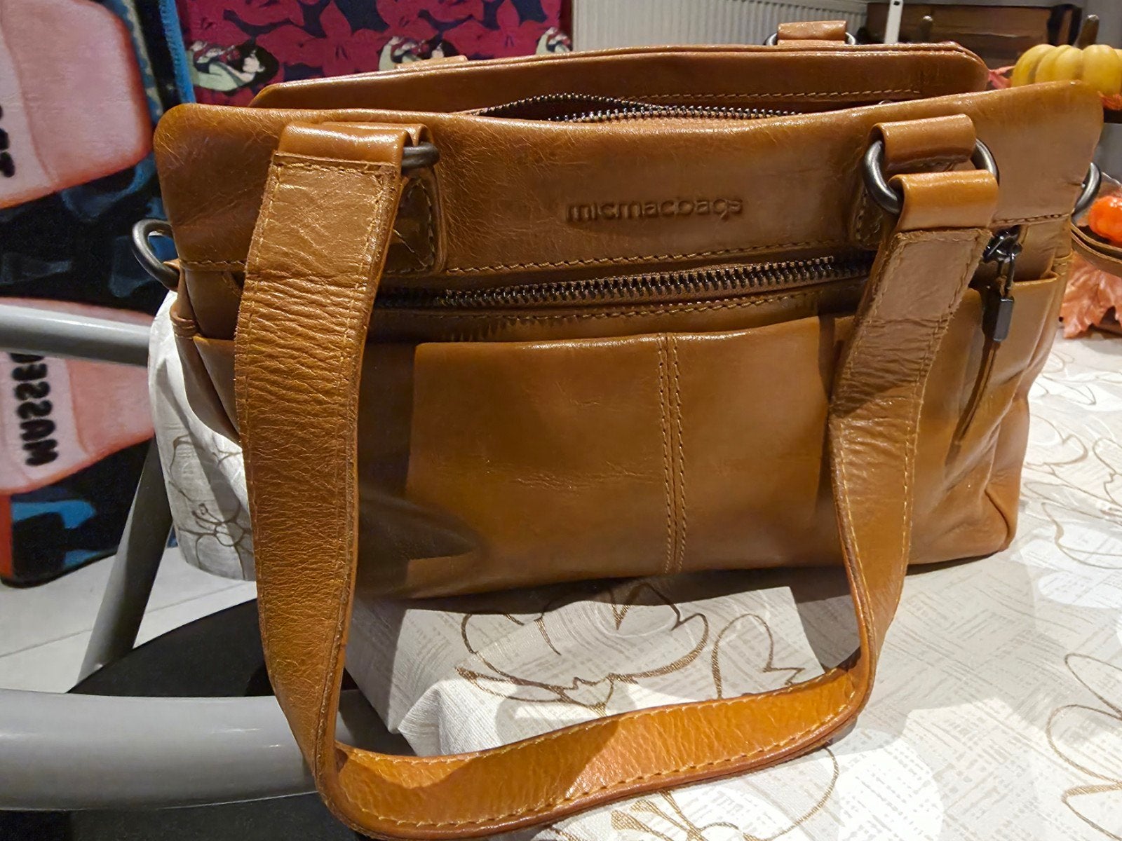 leren handtas ook lange rirm erbij, Handtassen en Accessoires, Ophalen, Handtas
