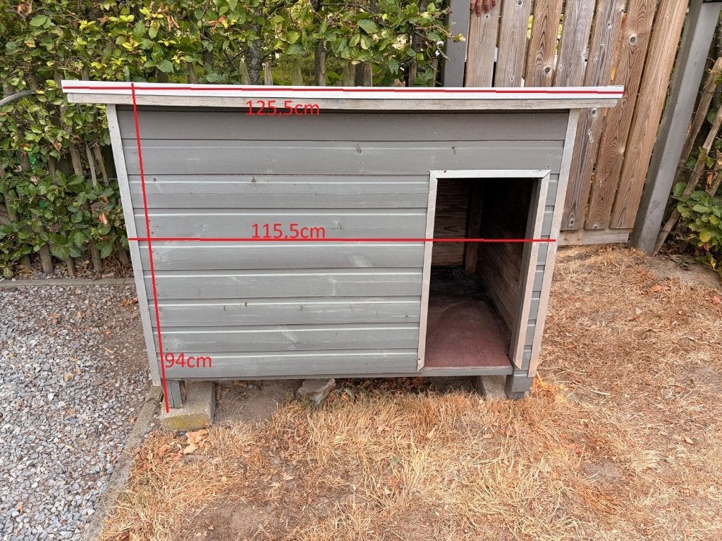 Stevig houten hondenhok met roofing dak – groot model, Ophalen, Gebruikt, 65 tot 100 cm, Hondenhok
