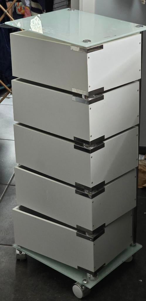 Meuble de salle de bain a tiroirs rotatifs., Verre