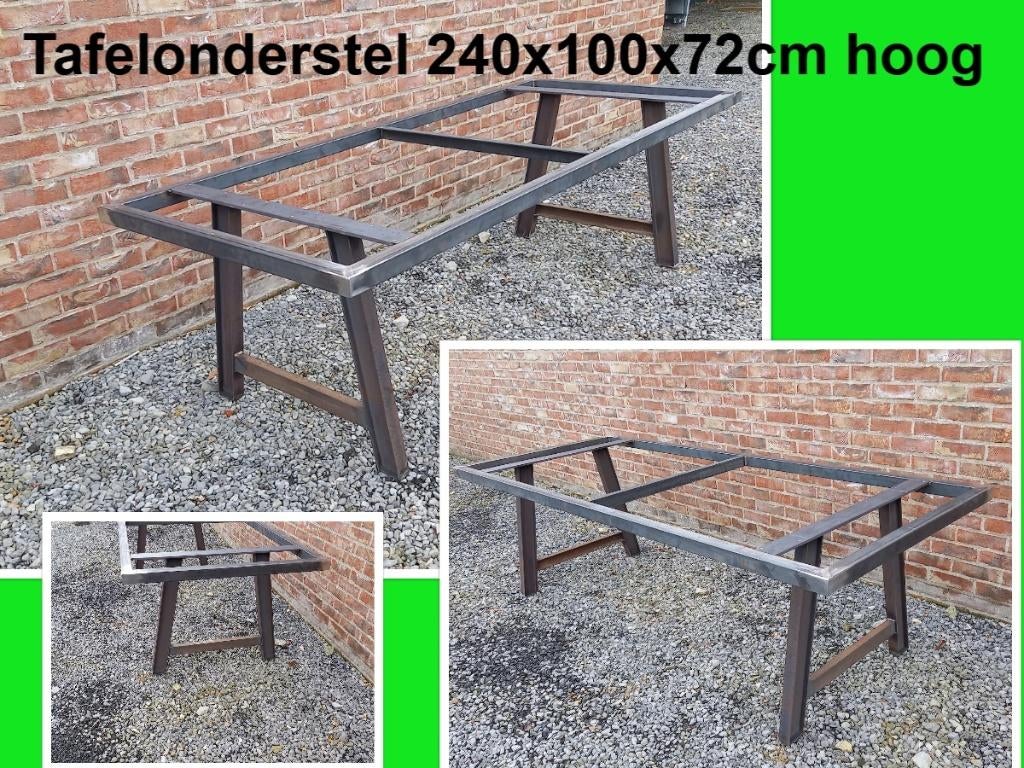 Robuust Stalen Tafelonderstel (240x100x72 cm) – eettafel, Huis en Inrichting, Tafels | Eettafels, Ophalen, 50 tot 100 cm, Vijf personen of meer