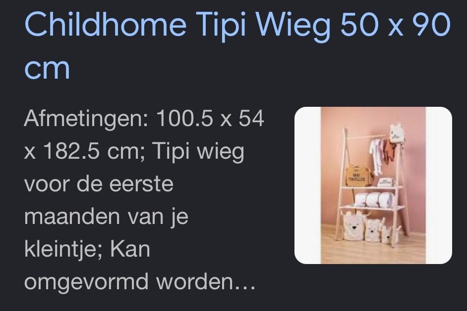Tipi wieg childhome, Kinderen en Baby's, Babywiegjes en Ledikanten, Ophalen, Gebruikt, Wieg