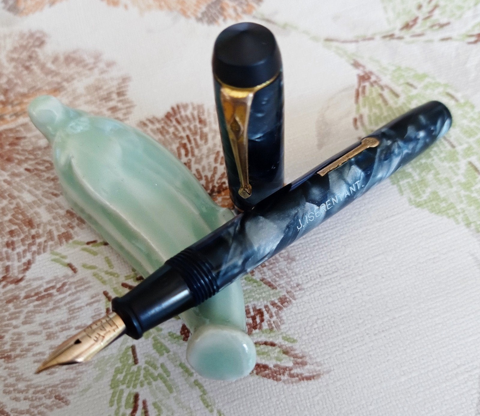 Stylo plume Le Tigre baby by Conway blue marble 14 kts nib, Collections, Stylos, Enlèvement ou Envoi, Stylo