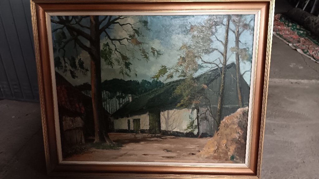 schilderij landschap getekend moorkens, Antiek en Kunst, Ophalen, Gesigneerd, Landschap