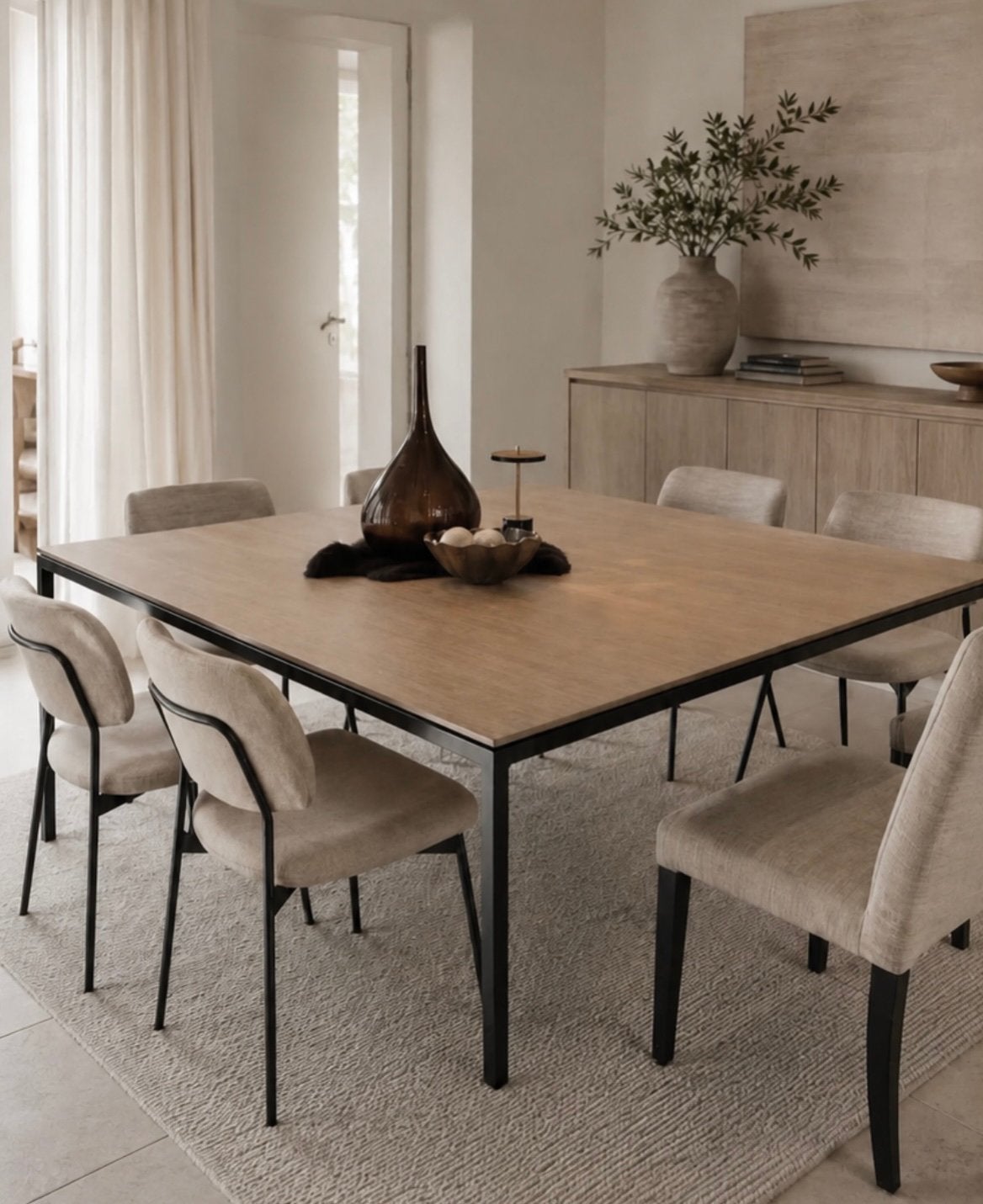 Eettafel 160 x160 cm toonzaalmodel, Huis en Inrichting, Ophalen, Nieuw, Vierkant, Eikenhout