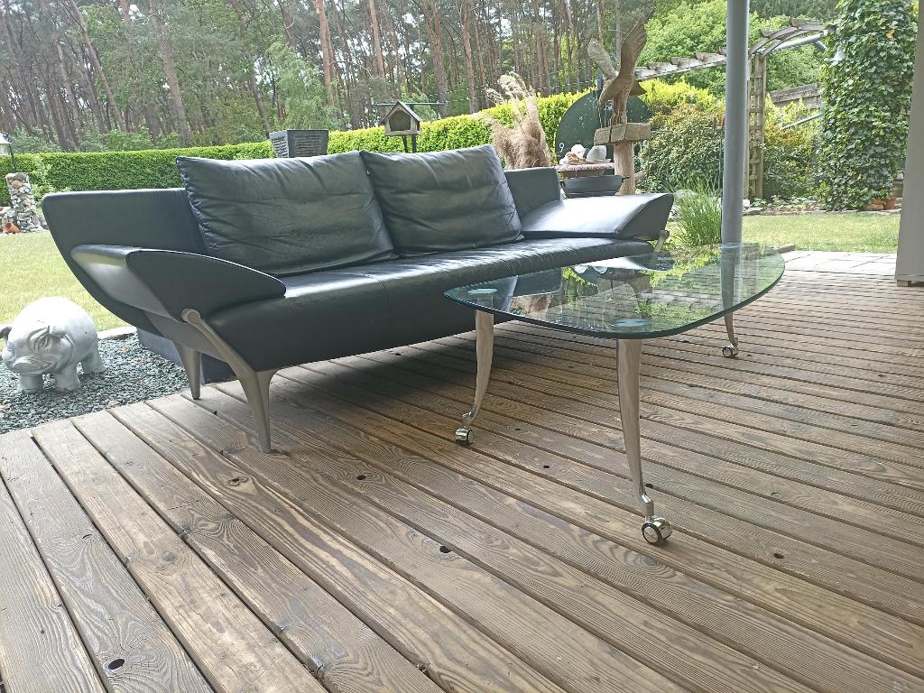 Lederen design bank "Rolf Benz" type 1600 Mooie staat!, Ophalen, Gebruikt, Design, Driepersoons