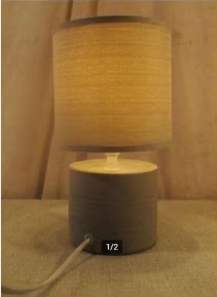 lampe de table moderne en poterie et abat-jour en tissu, Enlèvement ou Envoi, Comme neuf, Textile