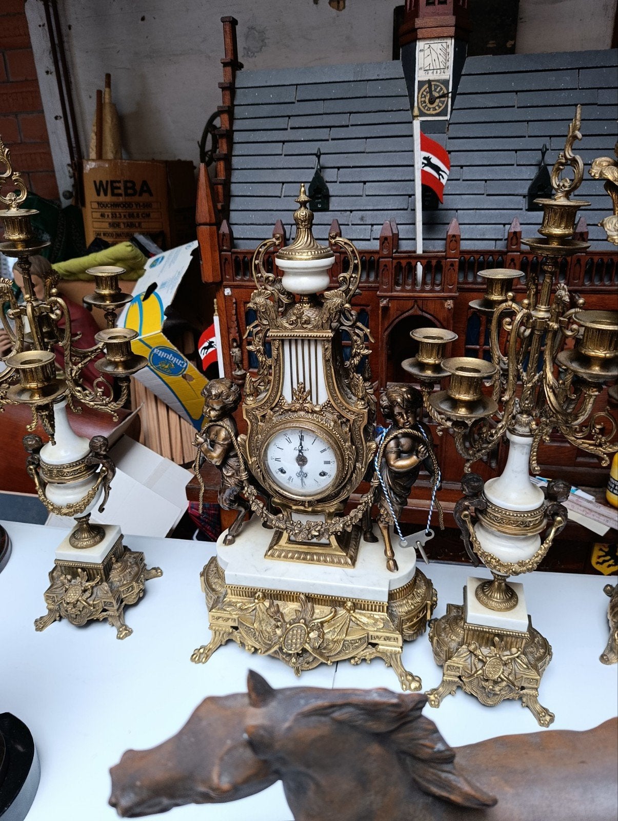 Klok met kandelaars, Antiek en Kunst, Antiek | Klokken, Ophalen