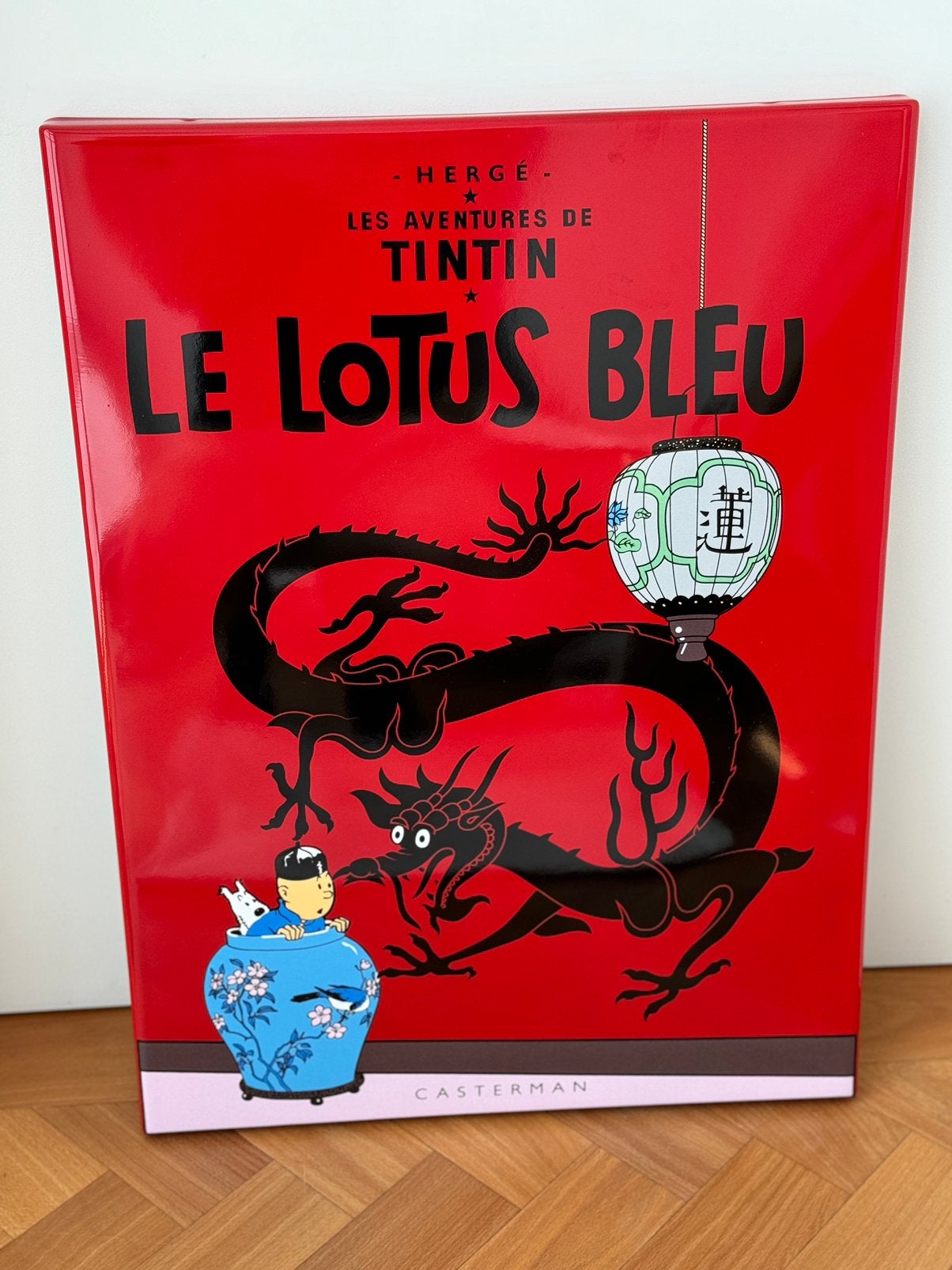 Plaque émaillée tintin lotus bleu, Enlèvement ou Envoi, Tintin, Comme neuf
