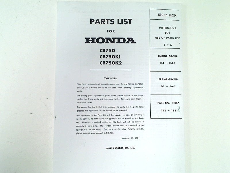 Honda Werkplaatsboek CB 750 K1 1970, Ophalen of Verzenden