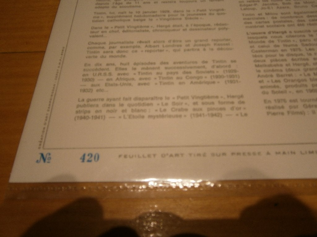 TINTIN, Collections, Enlèvement ou Envoi, Tintin, Neuf