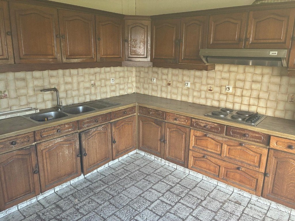 KEUKEN Met Eiken Deuren, Ophalen, Gebruikt, Bruin, Hoekkeuken