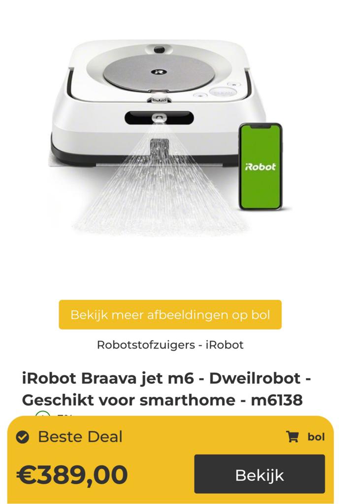 Dweilrobot, Ophalen, Zo goed als nieuw
