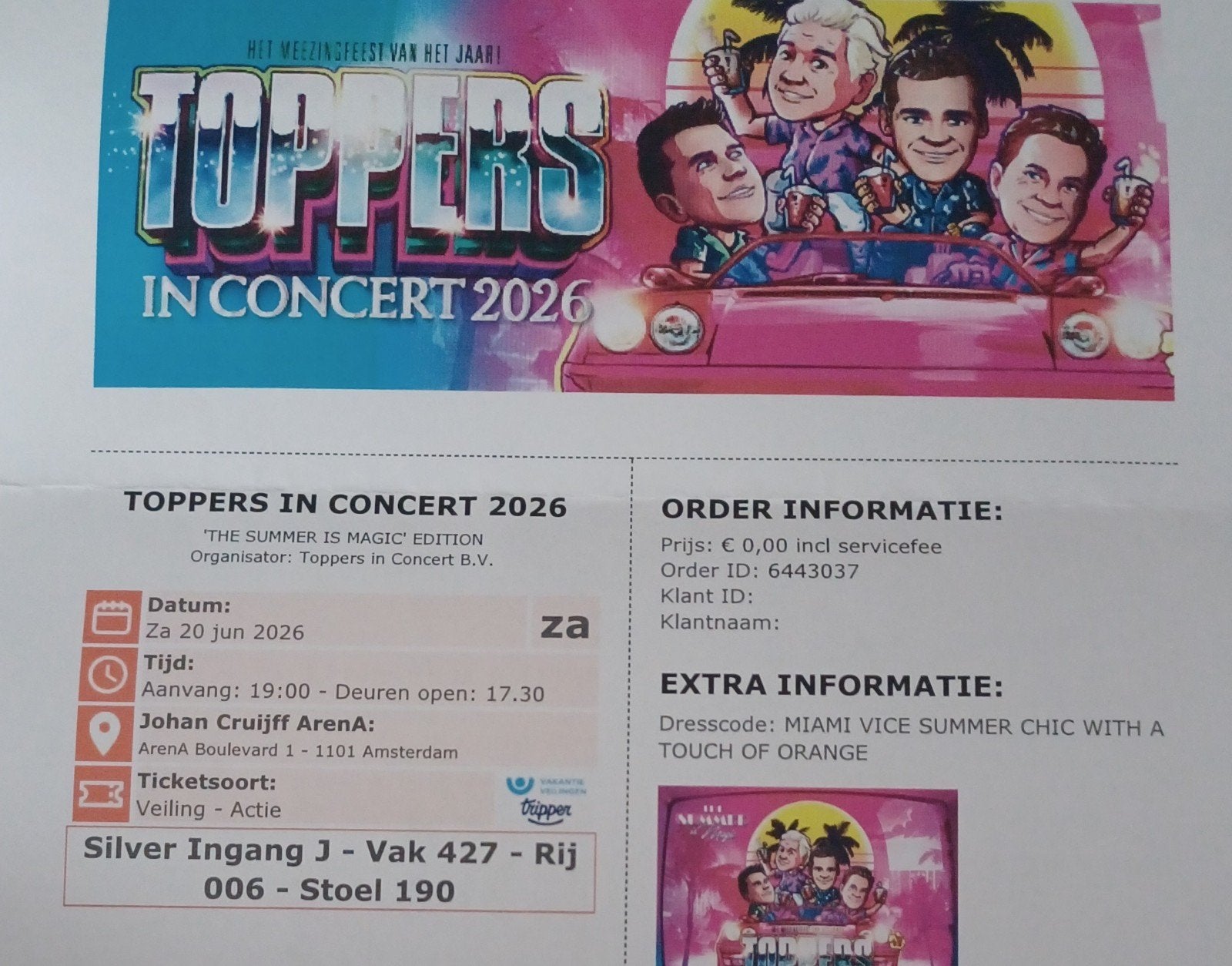 2 tickets voor De Toppers zaterdag 20 juni 2026, Tickets & Billets, Juin