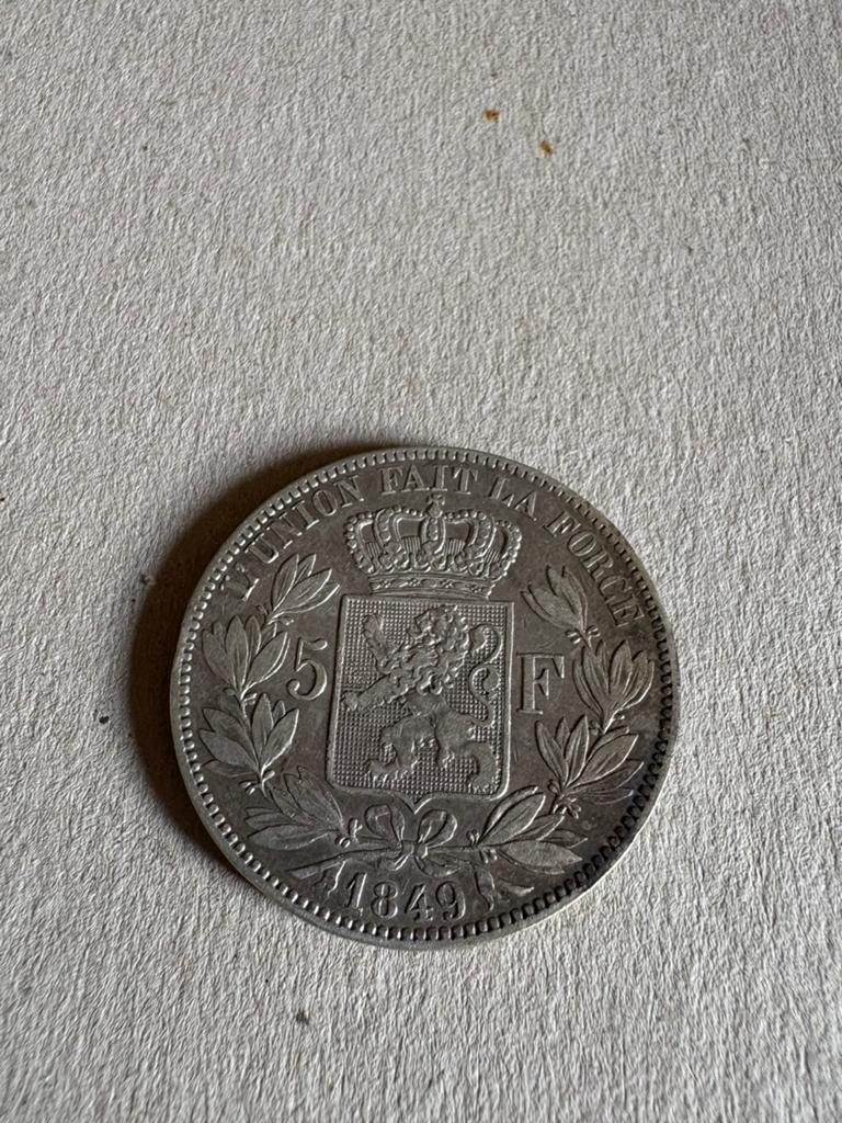 5 Francs 1849 België, Zilver, Ophalen of Verzenden, Losse munt, Zilver