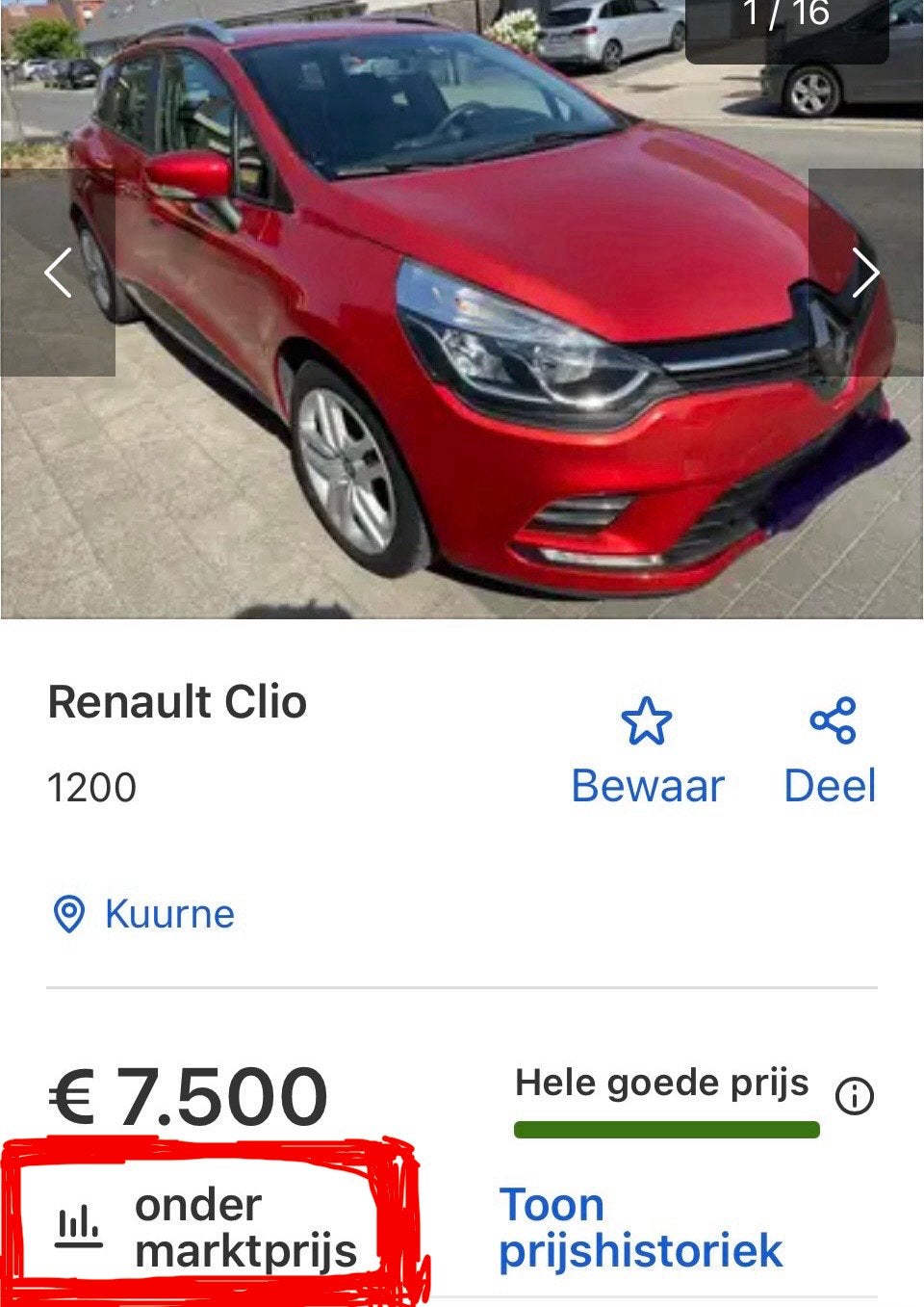 Renault ClioBreak. VOOR 2 jaar GEKEURD. Slechts 48.300km!! ., Stof, Euro 6, Particulier, Dealer onderhouden