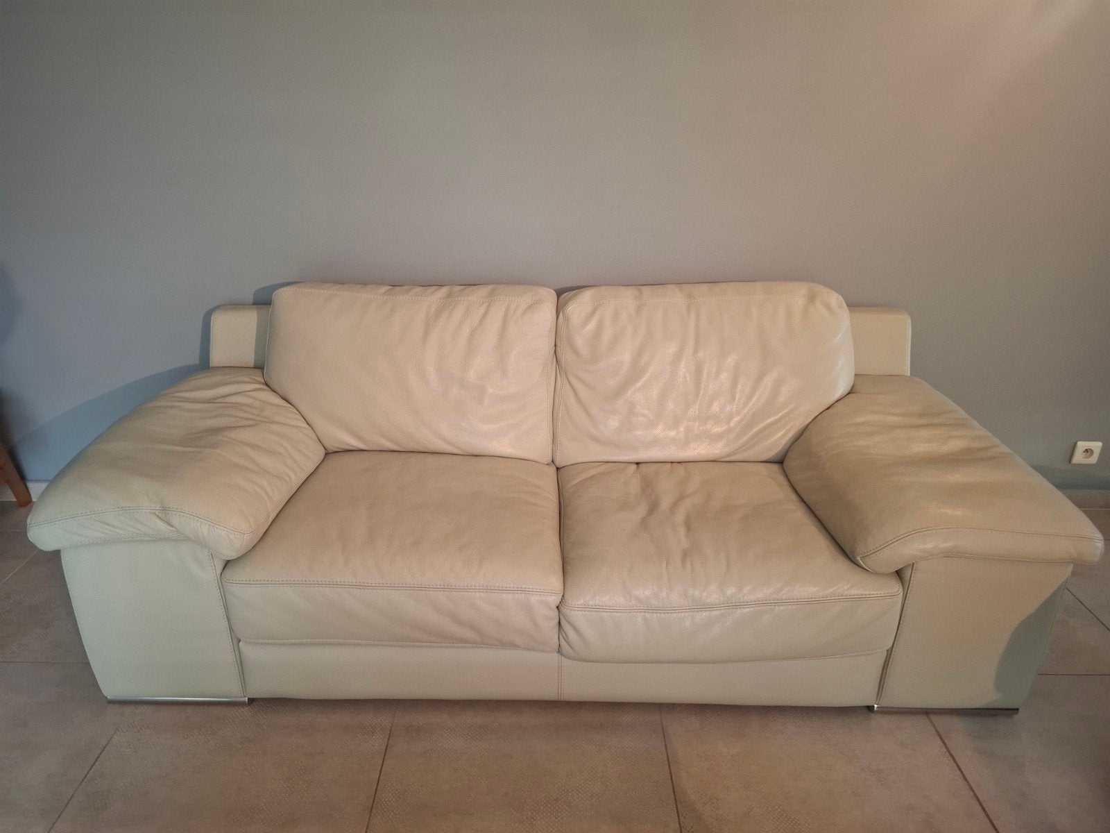 Canapés 2 pl et 3 pl, gris clair / crème.2,40 Let 2,20 L, Enlèvement, Cuir