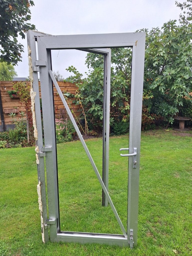 Aluminium deur, Gebruikt, Buitendeur, Glas, 200 tot 215 cm