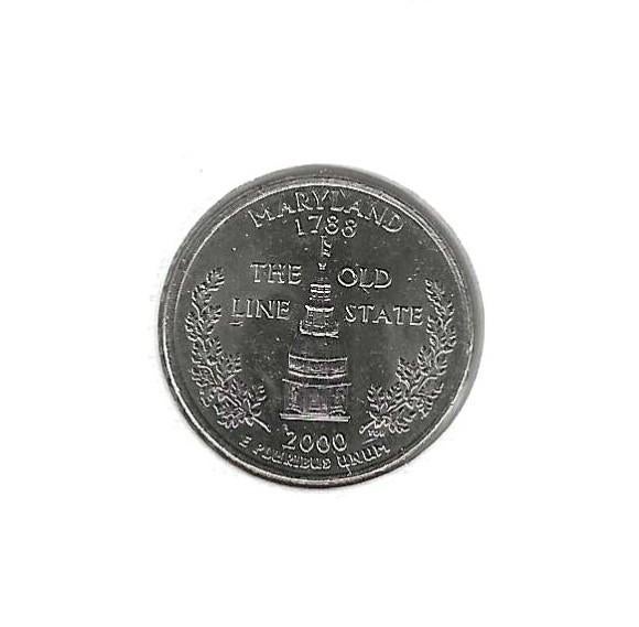 USA, 1 Quarter Dollar 2000 D, Maryland., Enlèvement ou Envoi, Amérique du Nord, Monnaie en vrac