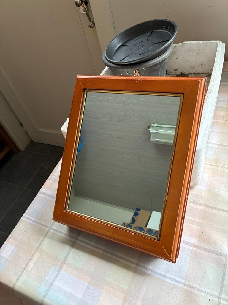 houten spiegel/sleutelkastje, Minder dan 50 cm, Gebruikt, Ophalen of Verzenden, Minder dan 100 cm