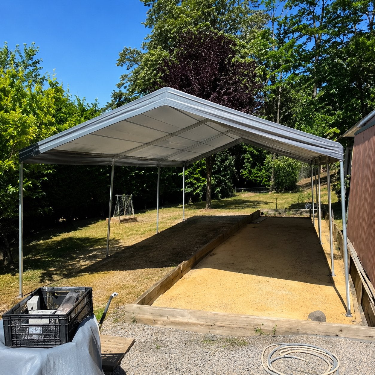4x8 prieel, Tuin en Terras, Partytenten, Gebruikt, Ophalen