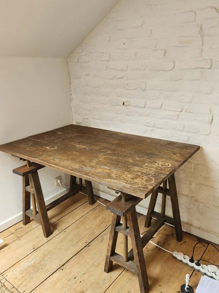 Bureau en bois style architecte, Maison & Meubles, Bureaux, Autres marques, 120 cm, Bureau debout, 170 cm