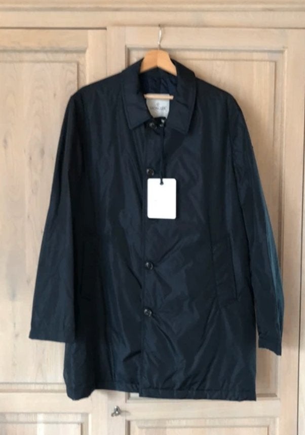 MONCLER 50 jas voor het tussenseizoen, Maat 52/54 (L), Moncler, Blauw, Nieuw