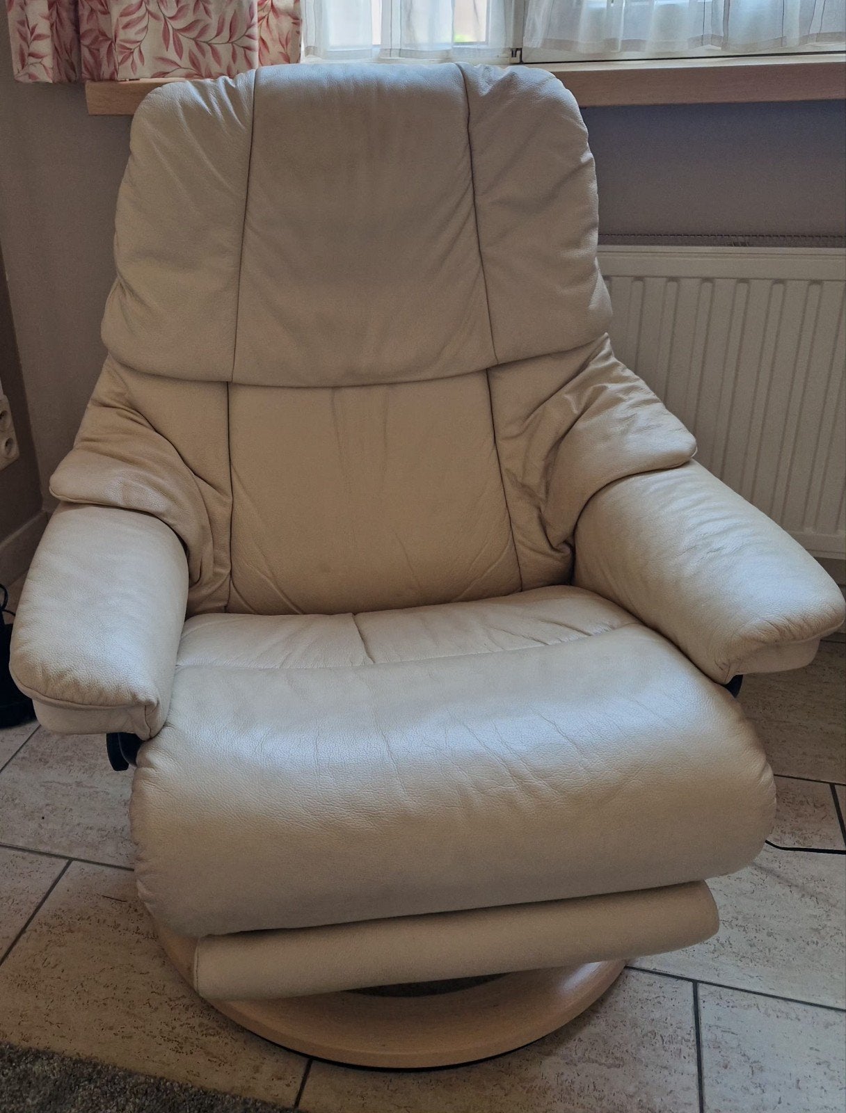Fauteuil cuir beige, Maison & Meubles, Enlèvement, Cuir