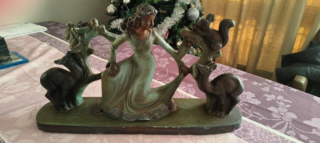 Art Deco beeld van Atelier "Arnova" (Afmetingen 30 op 50cm), Vert, Statue, Art deco, Gips