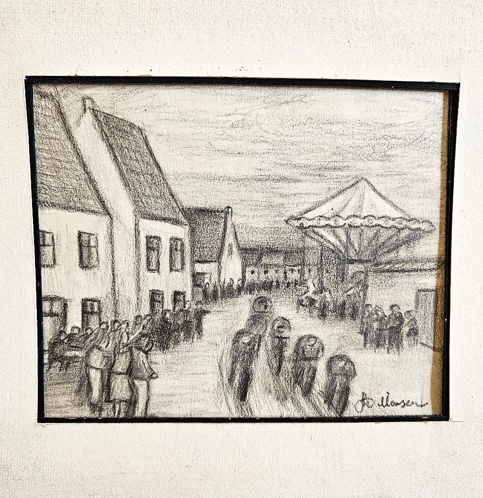 Tekening. Gaston Willemsen. Gent (1903 - 1989)., Enlèvement, Dessin, Signé