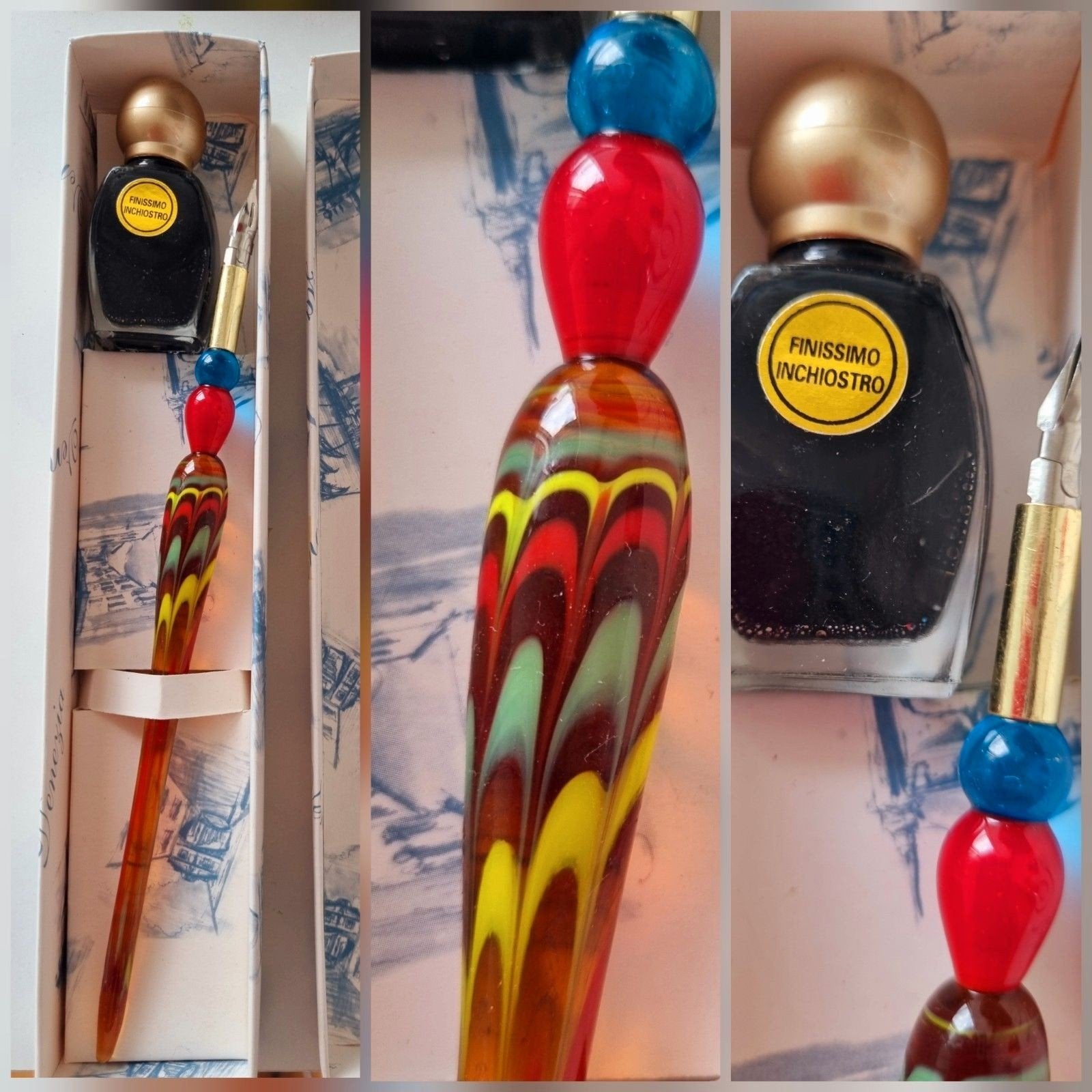 Kalligraffiepen in glas NIEUW uit Venetië, Ophalen of Verzenden, Nieuw