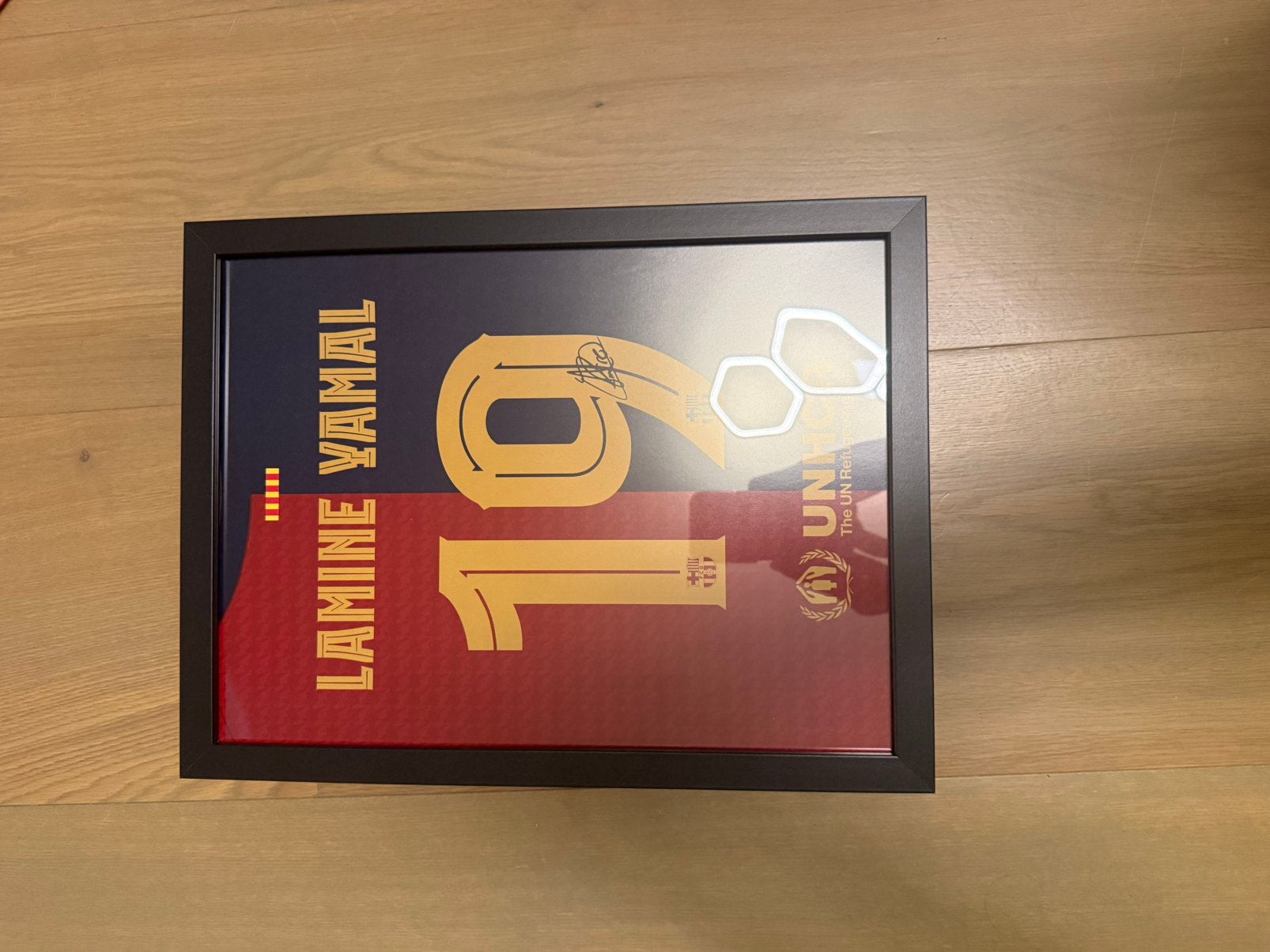 Gelimiteerde Lamine Yamal #10 FC Barcelona ingelijste poster, Ophalen, Zo goed als nieuw, Accessoires