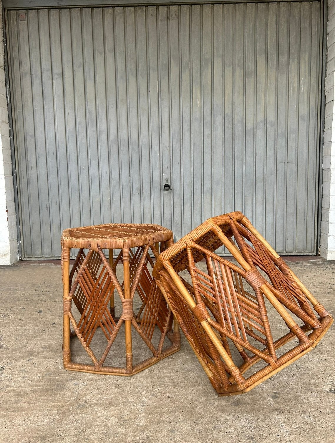Tables d'appoint vintage en rotin, Enlèvement
