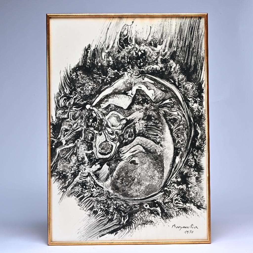 Grote rietpentekening van Andre Bogaert, Antiek en Kunst, Ophalen