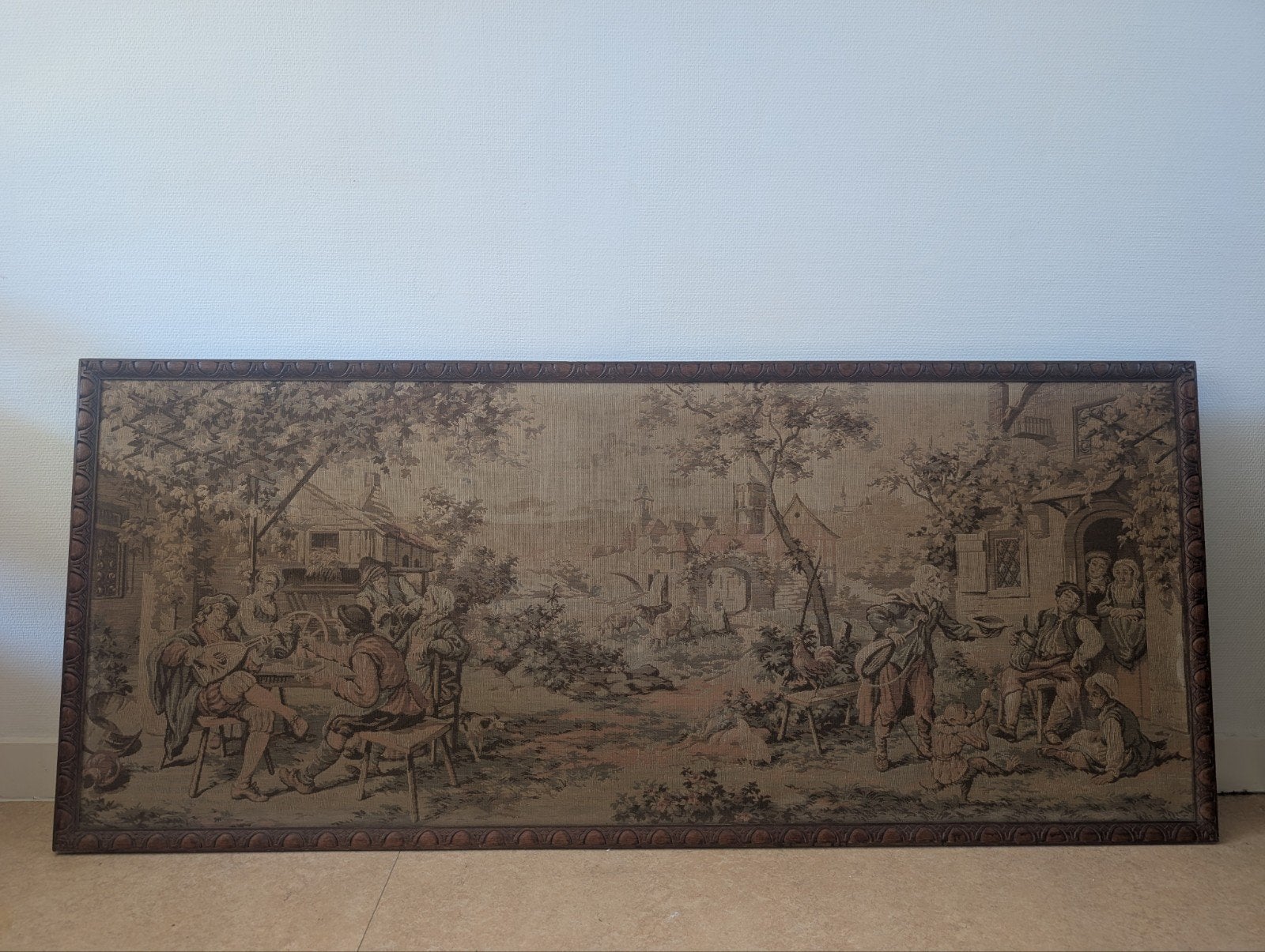 Groot decoratief wandpaneel met tapijtweefsel in Vlaamse/Hol, Antiek en Kunst, Ophalen