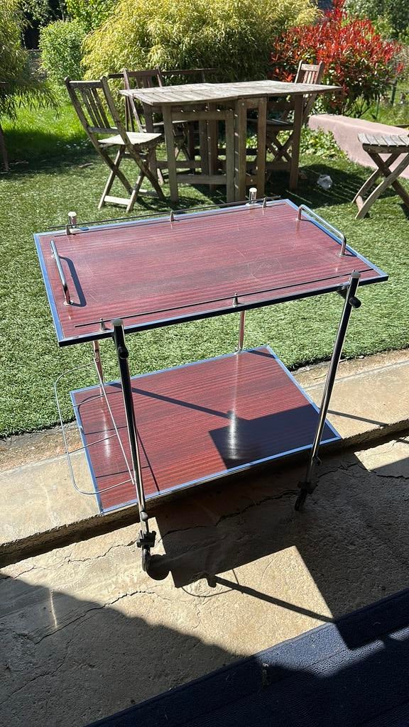 Desserte vintage (1970) bois-métal, Huis en Inrichting, Tafels | Sidetables, Gebruikt, Metaal, Ophalen