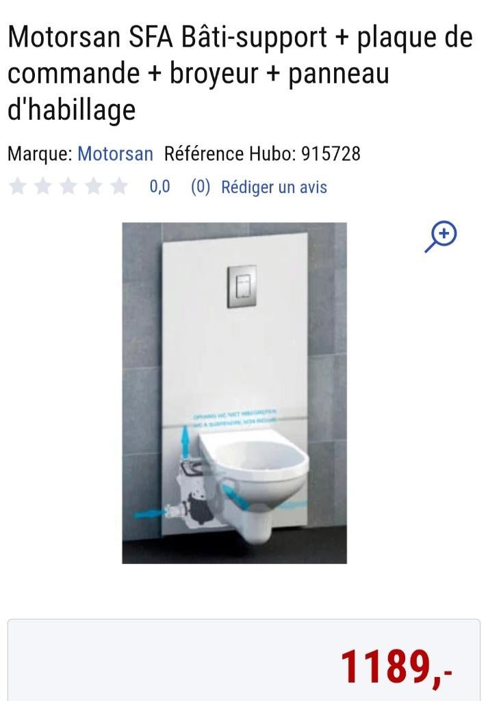 Bâti-support wc broyeur Motorsan SFA Neuf, Bricolage & Construction, Sanitaire, Enlèvement, Neuf, Toilettes