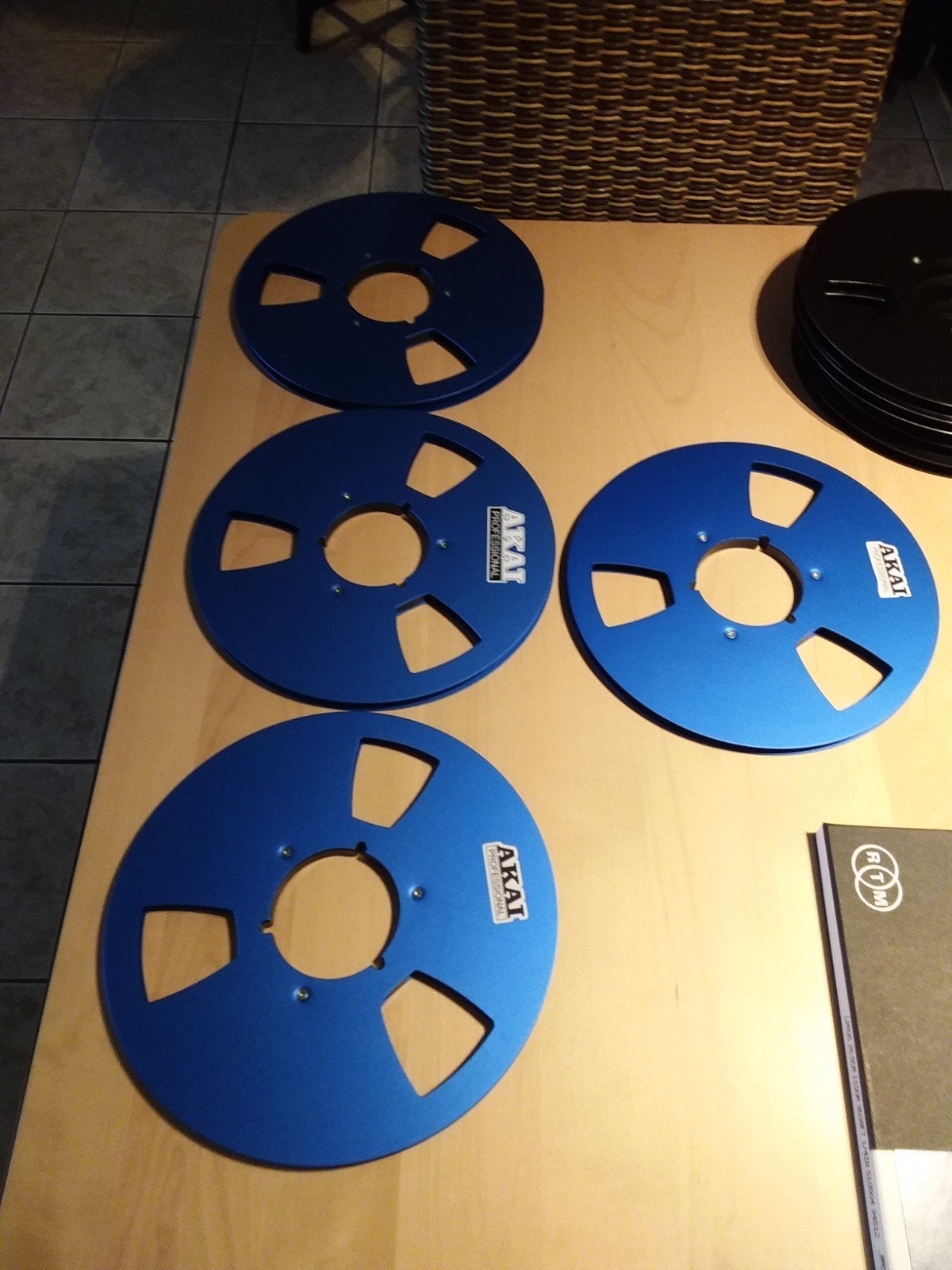 4 blauwe alu reels 26 cm, Audio, Tv en Foto, Bandrecorder, Ophalen