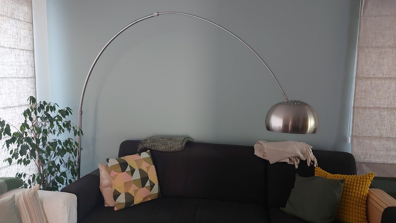 booglamp rvs met zwarte voet, Ophalen, Gebruikt, 150 tot 200 cm