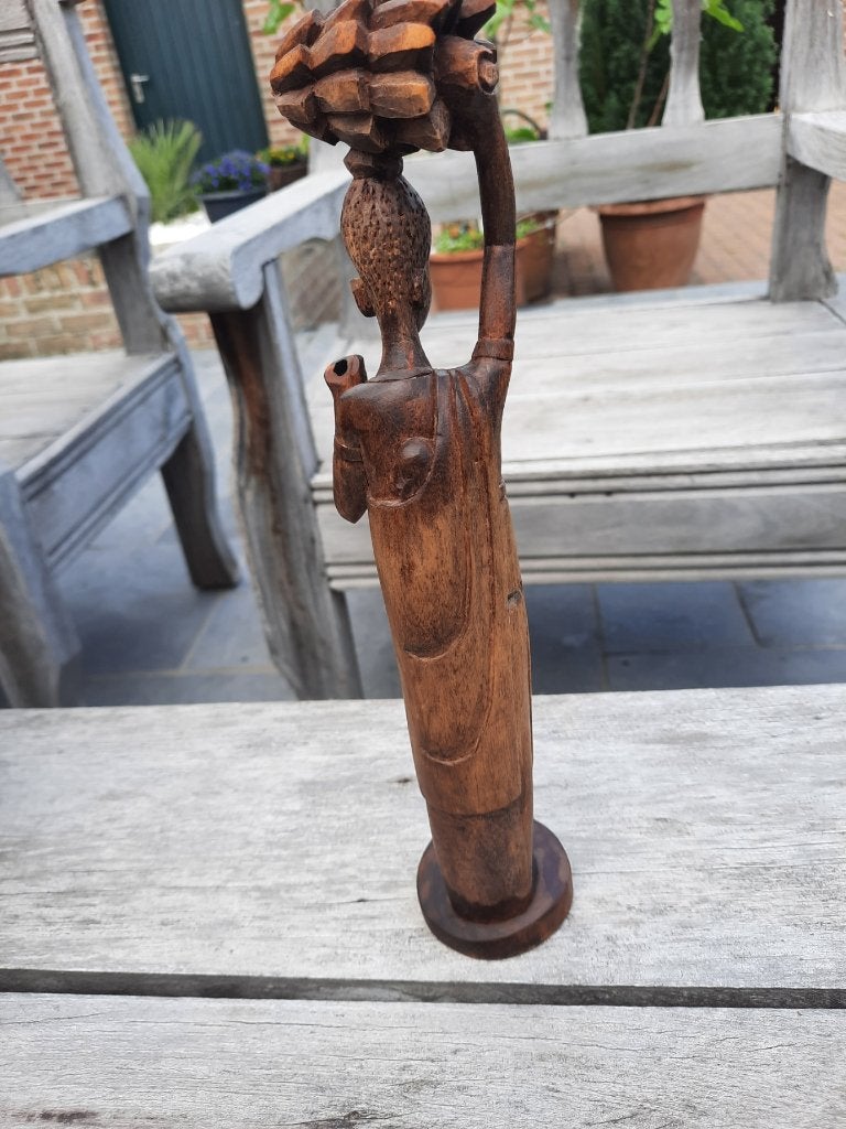 Beeld van Afrikaanse vrouw, Ophalen of Verzenden, Handgemaakt, 20 - 50 cm, Beeld