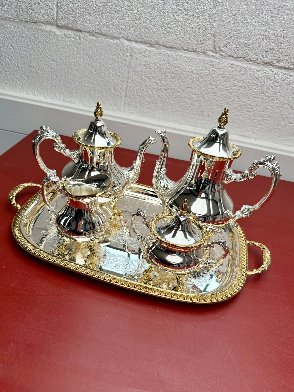 4-delige koffie-/theeservies op dienblad, Ophalen