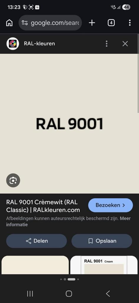 Muurverf RAL 9001 cremewit 2 potten van 5 liter ongeopend, Ophalen, Verf