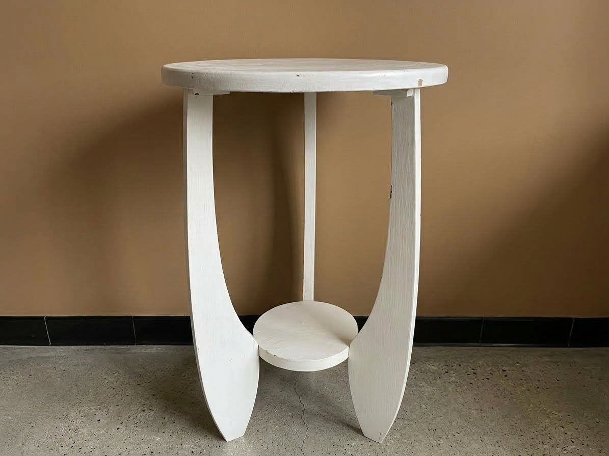 Vintage ronde art deco planten of bijzettafel, Ophalen, Gebruikt