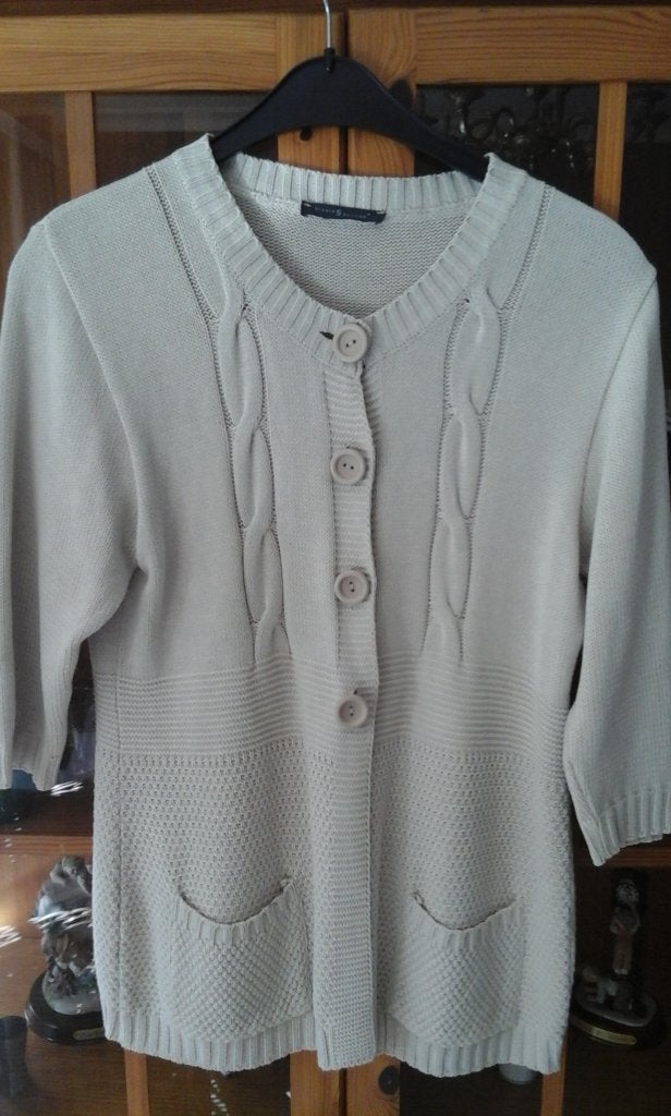Beige cardigan met 3/4 mouw, Kleding | Dames, Beige, Maat 42/44 (L), Ophalen of Verzenden, Nicola sauvage