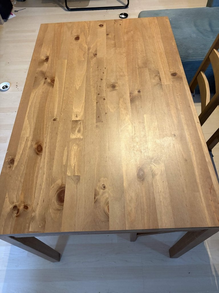 table en bois + 4 chaises, Enlèvement, Utilisé, Quatre personnes, Rectangulaire
