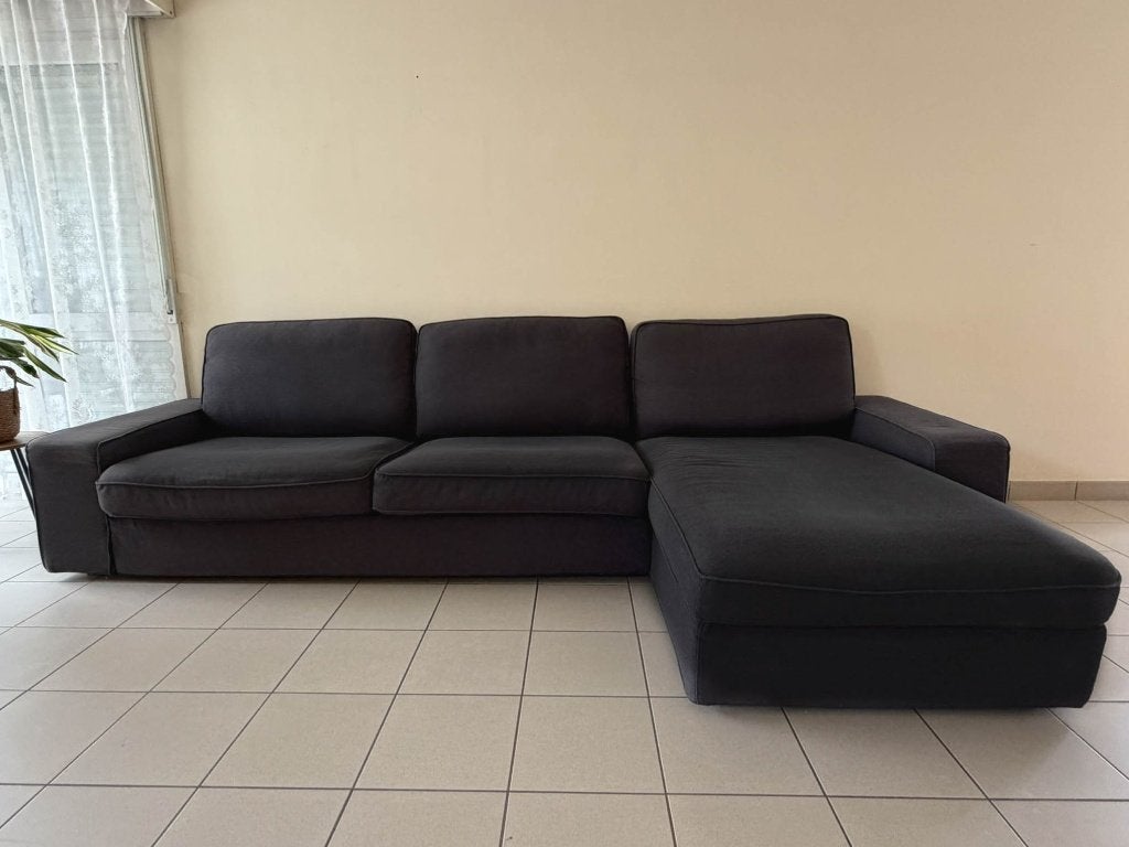 Ikea KIVIK 4-zitsbank met chaise longue donkergrijs, Huis en Inrichting, Zetels | Complete zithoeken, Ophalen, Gebruikt, Stof