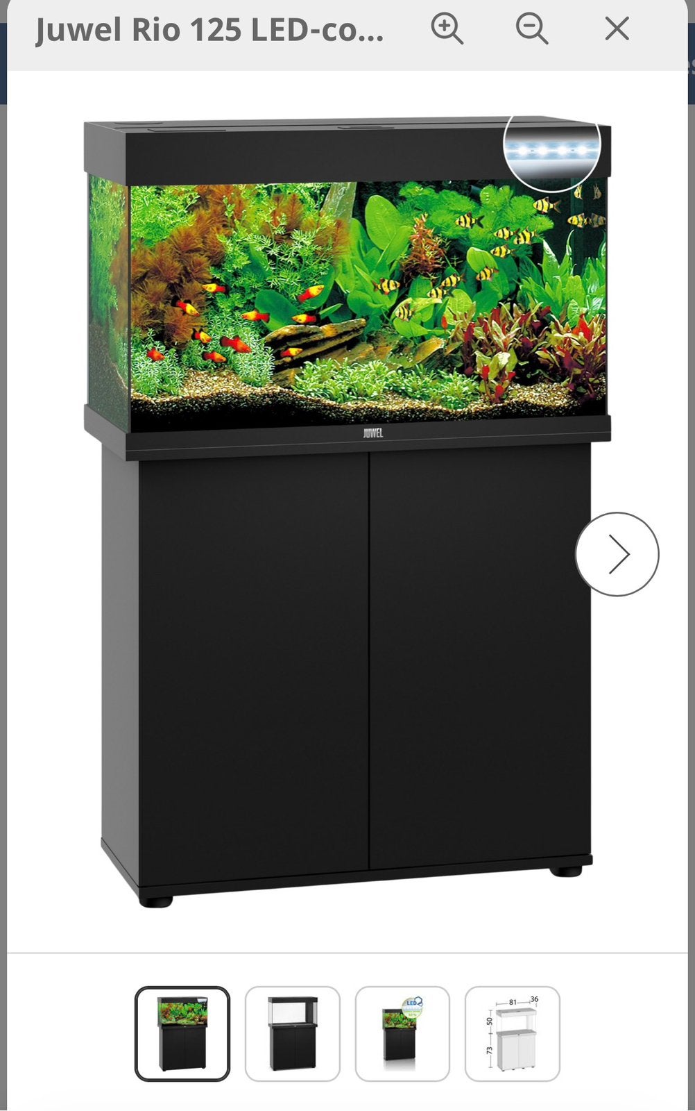 Jubel rio 125 aquarium met onderkast zwart, Ophalen, Inclusief vissen, Zo goed als nieuw, Leeg aquarium