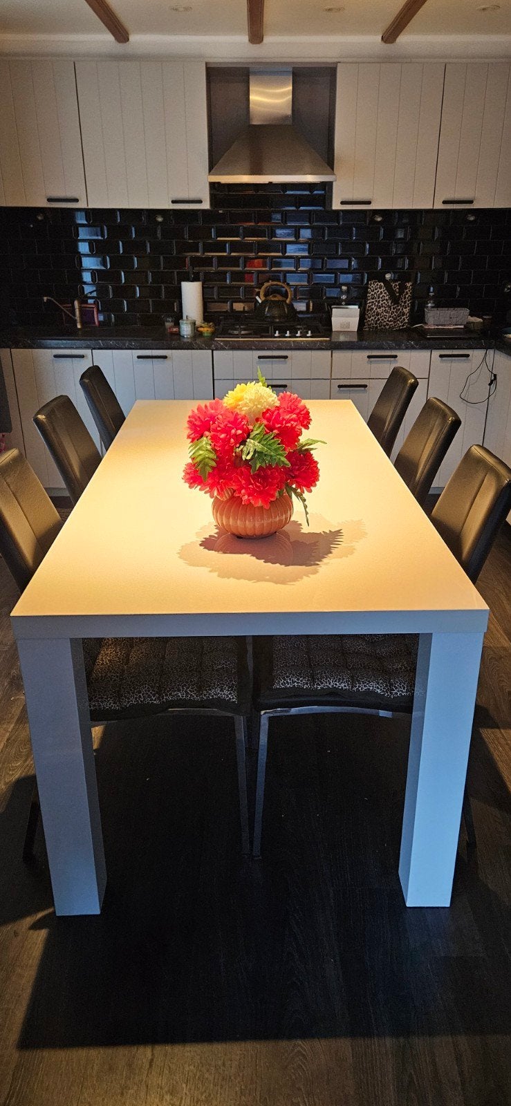 eetkamer tafel wit 190x90 met 6 stoelen, Huis en Inrichting, Ophalen, Vijf personen of meer, 150 tot 200 cm